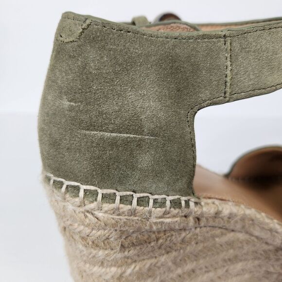 Marc Fisher Adalyn Espadrille Leather Wedge Platform Olive Green Suede Size 8.5 - Picture 13 of 14